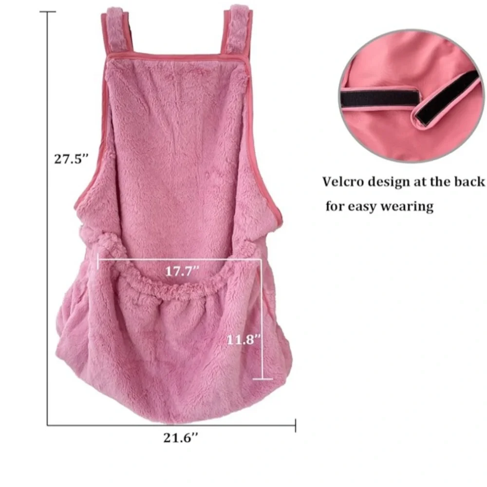 Pet carrier apron. SUPER SOFT. Velcro in back. Pink/ purplish plush.